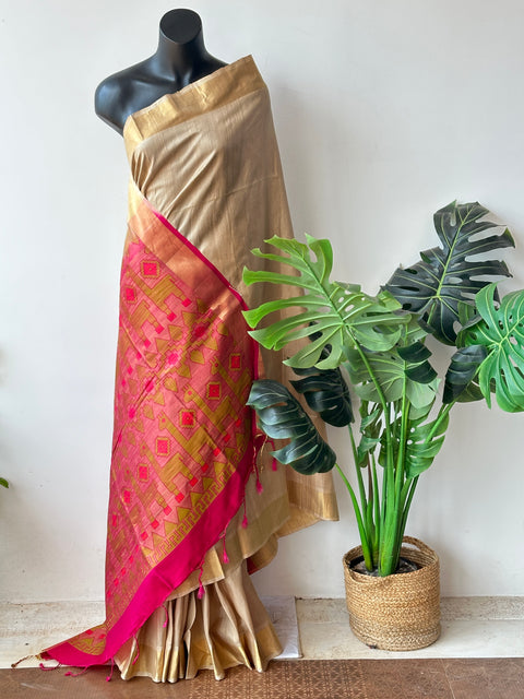 Plain Dupion silk saree
