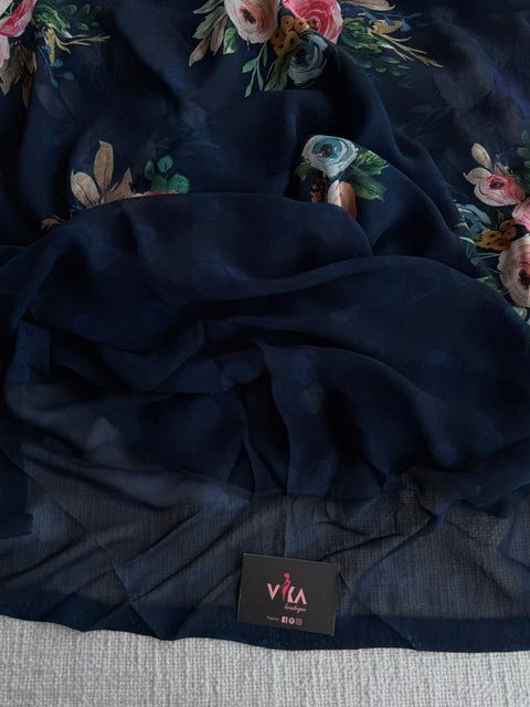 Floral printed georgette saree