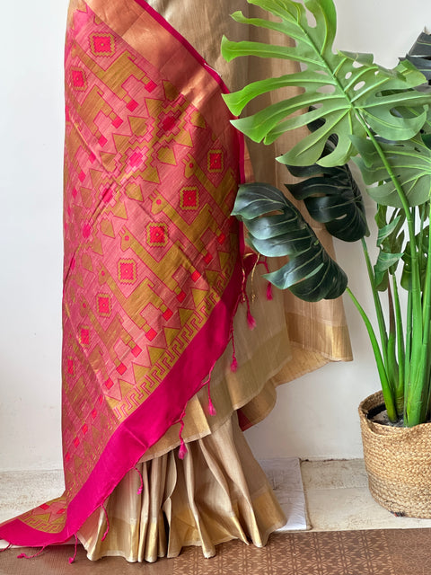 Plain Dupion silk saree