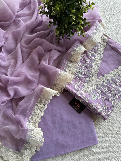 Lavender Emb Kota salwar suit material