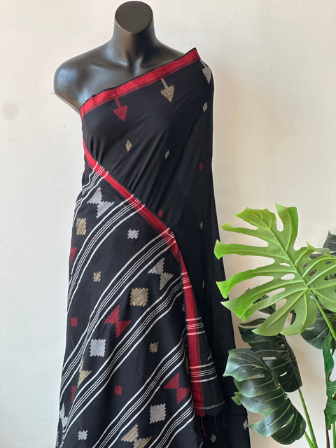 Handspun pure jamdani cotton saree