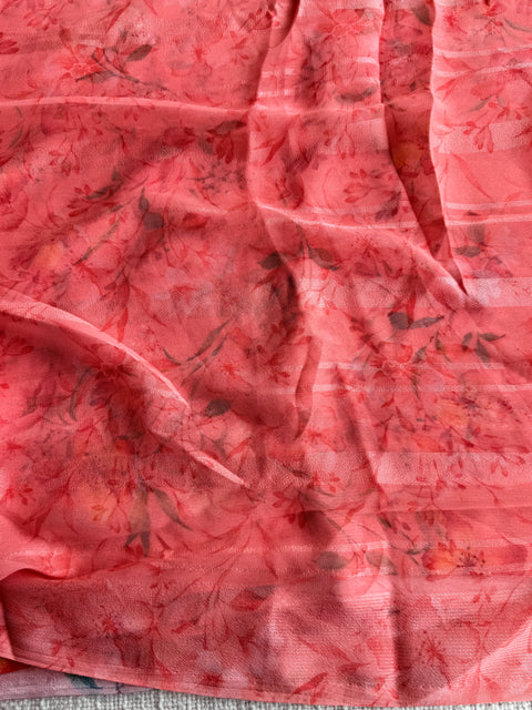 Floral printed georgette saree