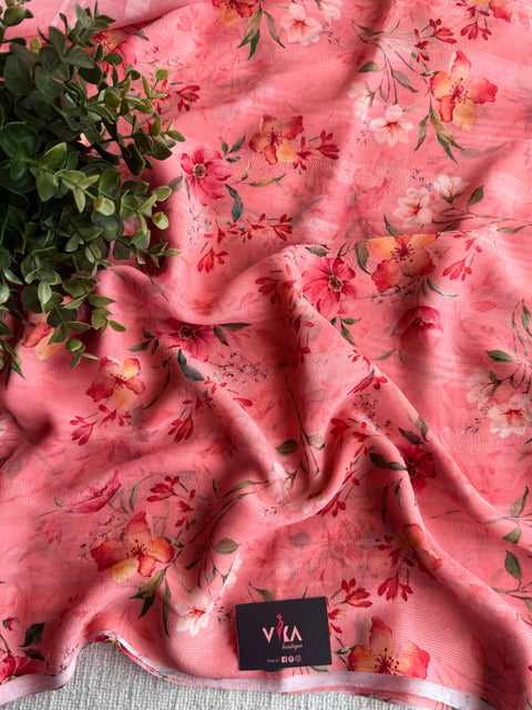 Floral printed georgette saree