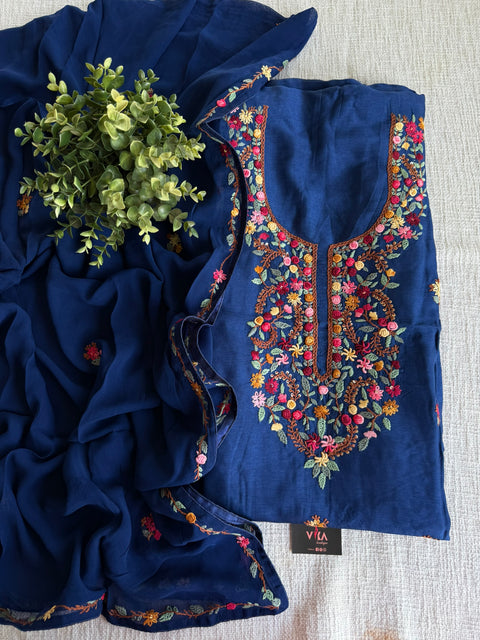 French knot hand emb salwar suit material