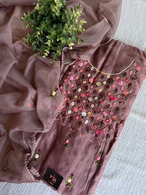 Mirror emb salwar suit material