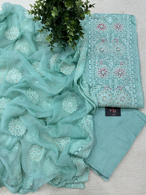 Chikan embroidery georgette material