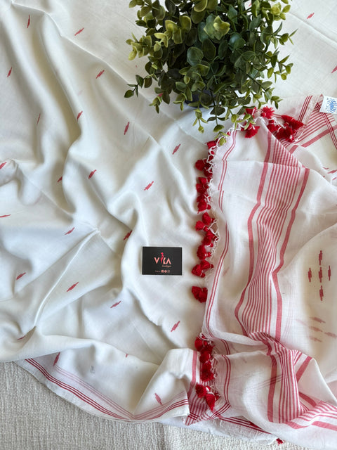 Bhutta weaving mul cotton saree with blouse
