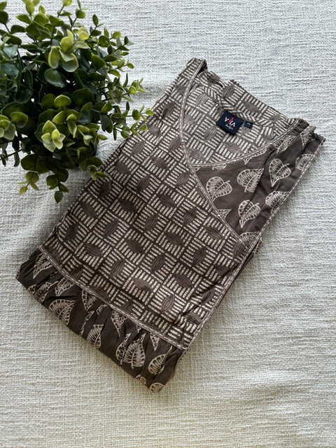 XL size neck work printed cotton Nighty