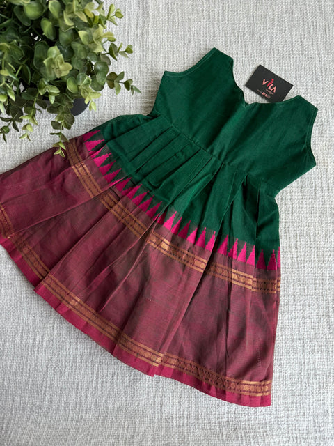 Dark green cotton kids frock