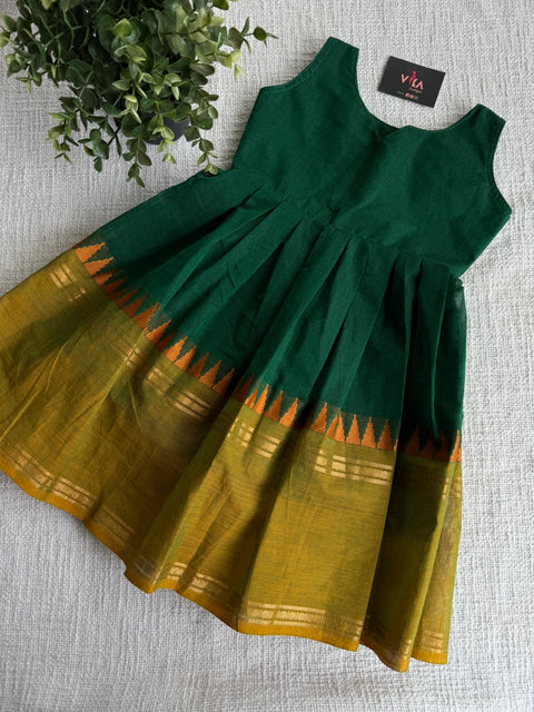 Dark green cotton kids frock