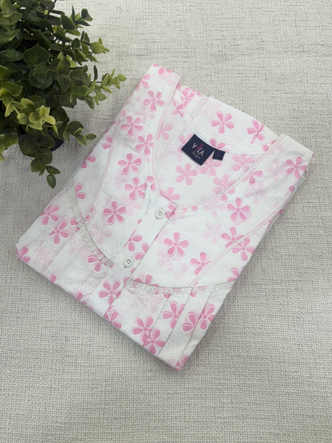 Printed poly cotton nighty