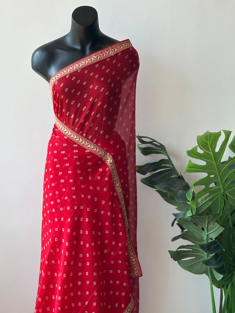 Printed marble chiffon saree