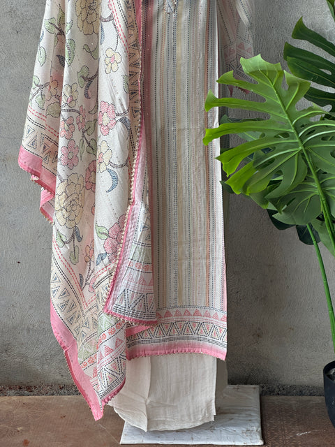 Printed semi stitched muslin salwar material