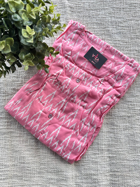 Front open Printed Rayon A line kurti