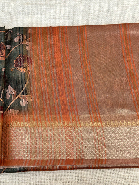 Printed Faux Raw silk saree