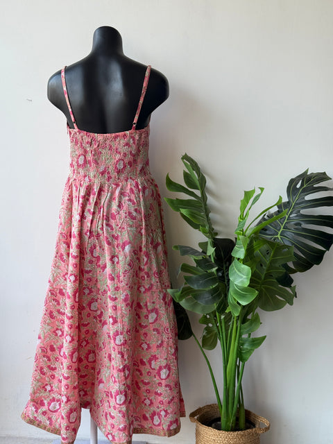 spaghetti printed cotton gown