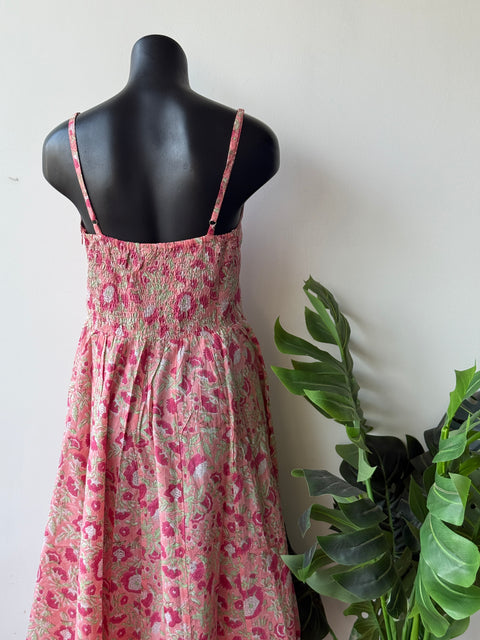 spaghetti printed cotton gown