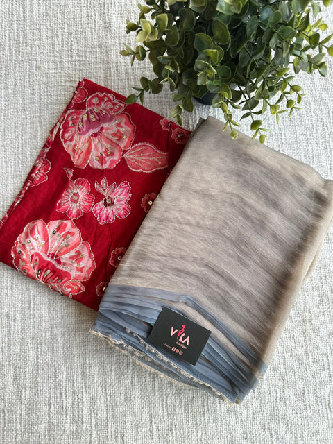 Shiny tissue organza saree