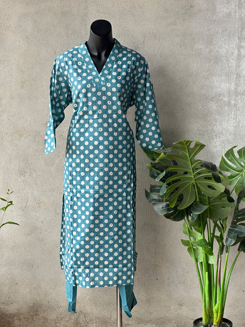 Polka dot Printed cotton kurta pant