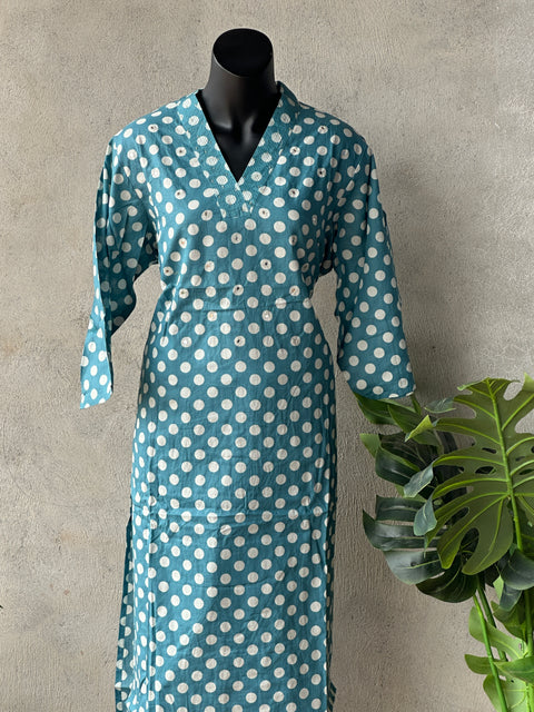 Polka dot Printed cotton kurta pant