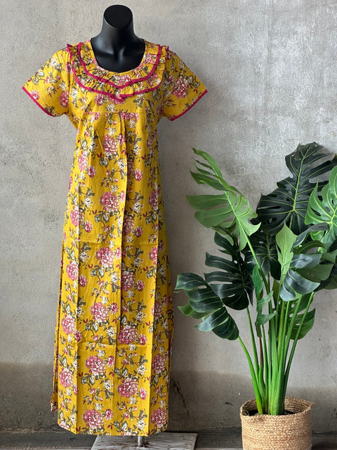 Frill style Printed cotton nighty