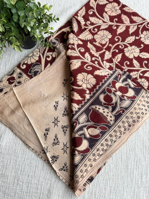 Kalamkari printed cotton saree