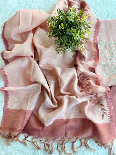 Seq work silk cotton salwar material