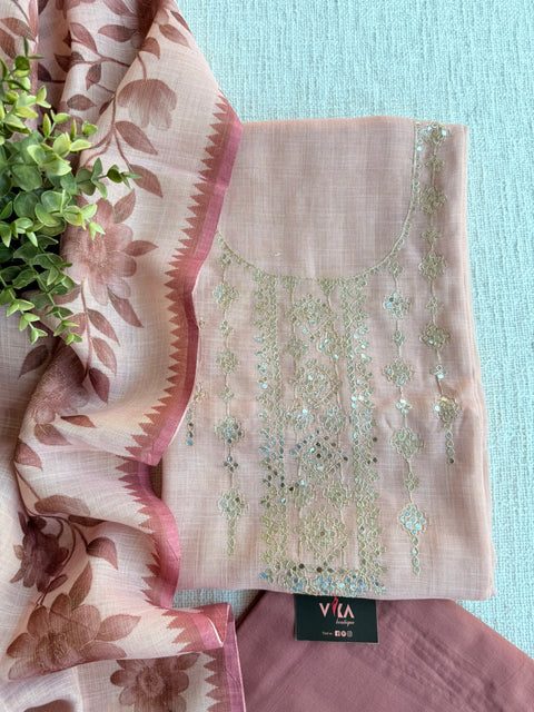 Seq work silk cotton salwar material