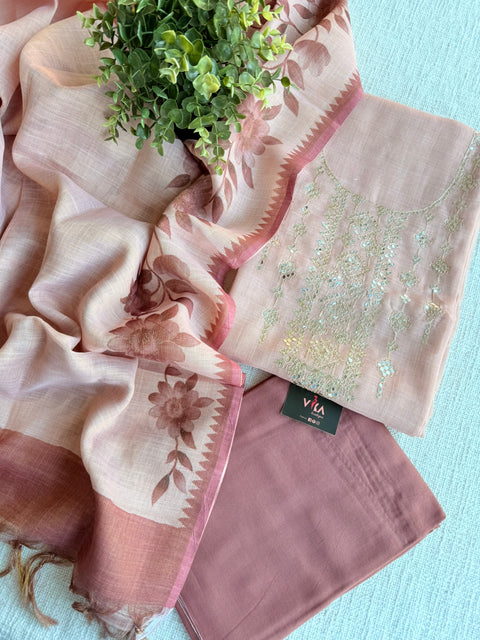 Seq work silk cotton salwar material