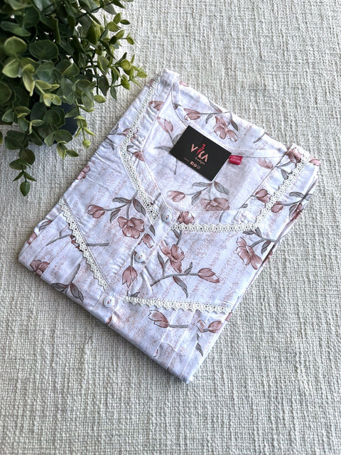 L size printed cotton nighty