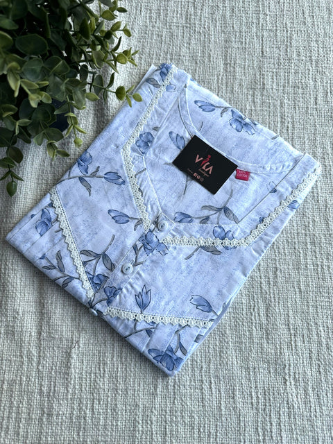 L size printed cotton nighty
