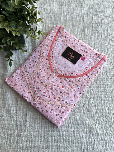 L size printed cotton nighty