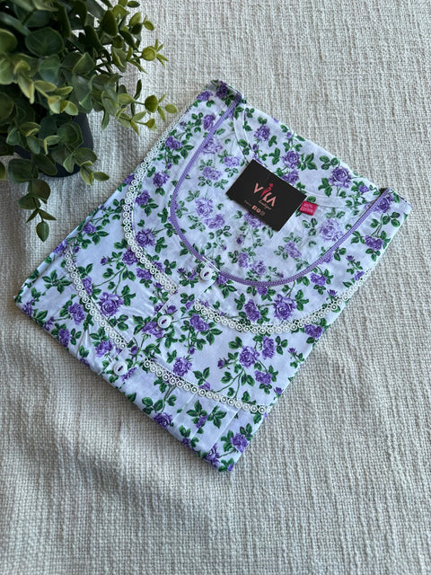 L size printed cotton nighty