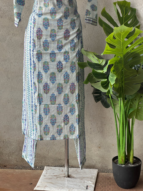 Kantha work printed cotton kurti pant
