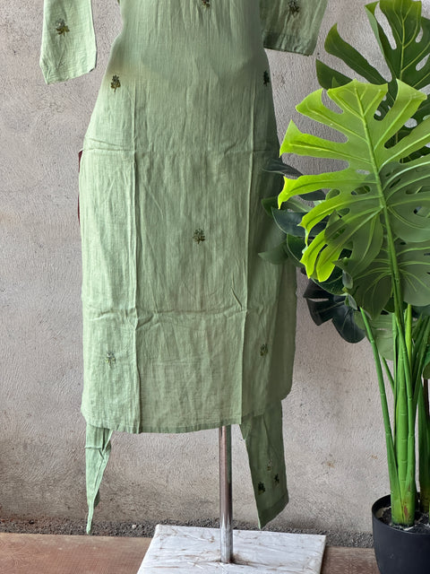 Hand embroidery soft cotton kurti pant