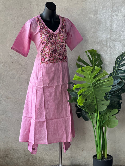 Hand embroidery cotton kurti pant