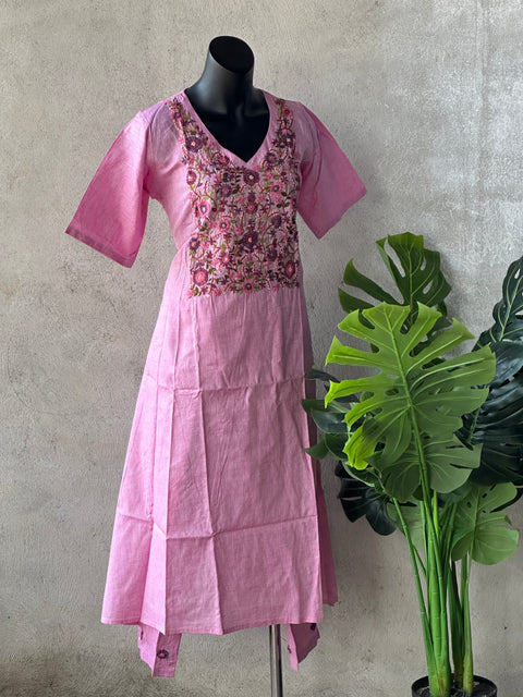 Hand embroidery cotton kurti pant