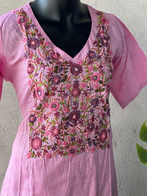 Hand embroidery cotton kurti pant
