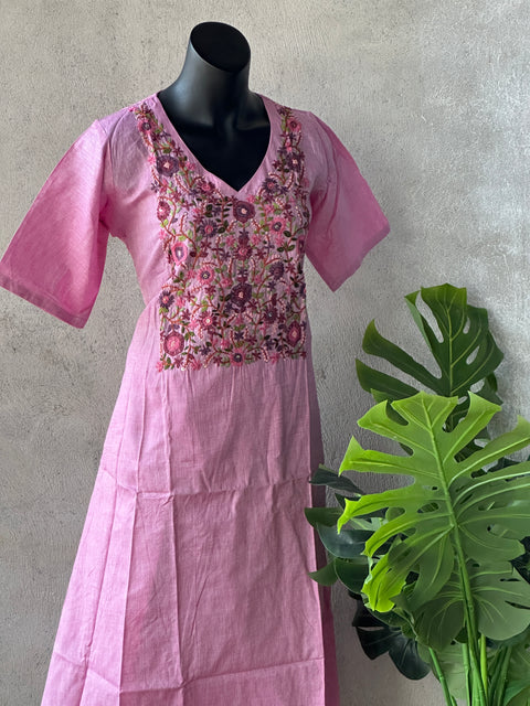 Hand embroidery cotton kurti pant