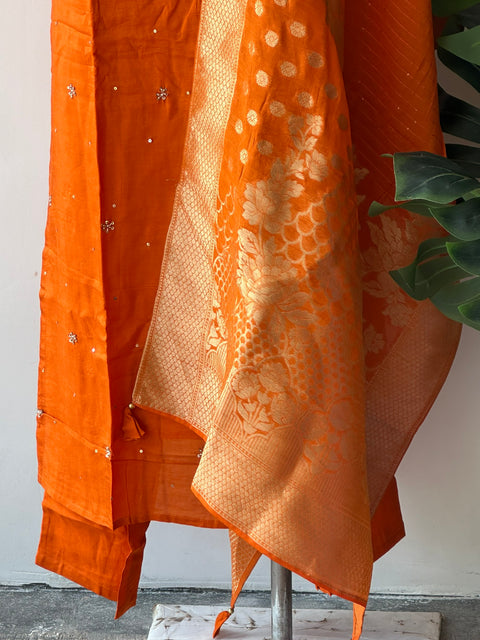 Partywear Banaras kurta pant set