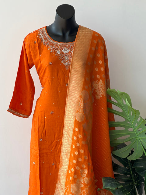Partywear Banaras kurta pant set