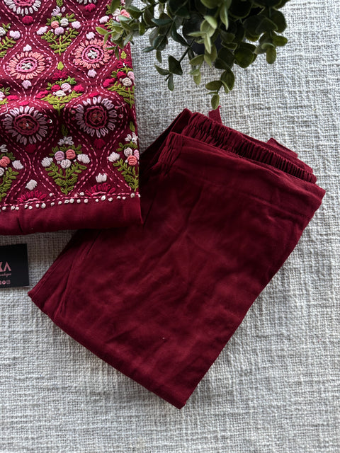 Hand emb pure cotton kurti pant