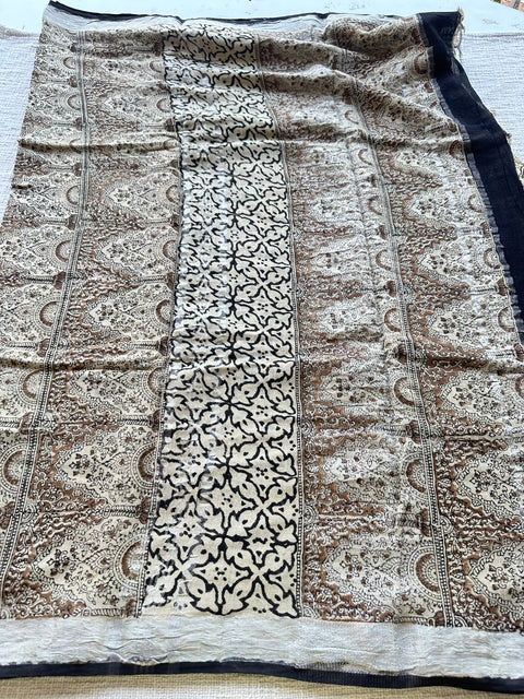 Printed linen cotton saree