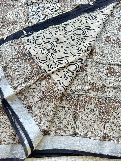 Printed linen cotton saree
