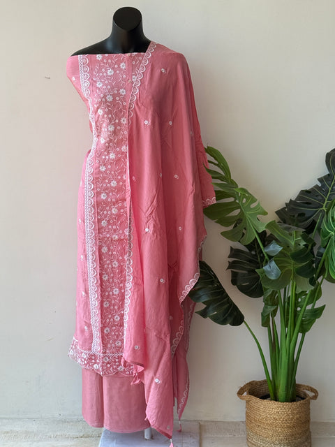 Thread emb muslin suit material