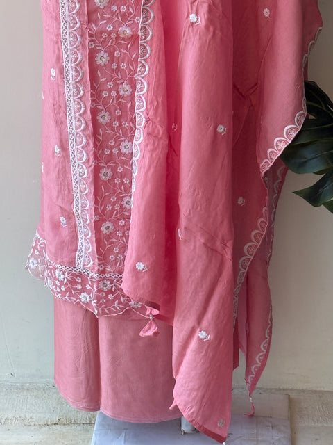 Thread emb muslin suit material