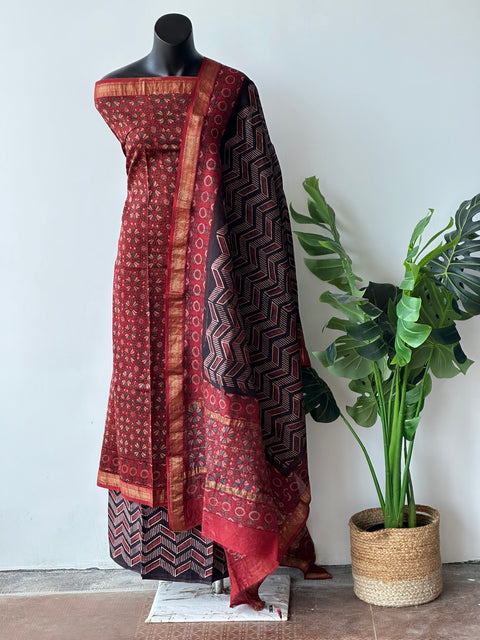 Maheswari border chanderi suit set