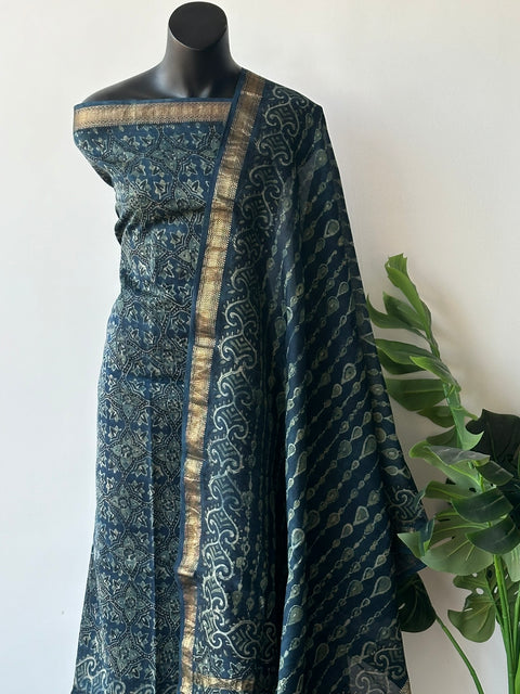 Maheswari border chanderi suit set