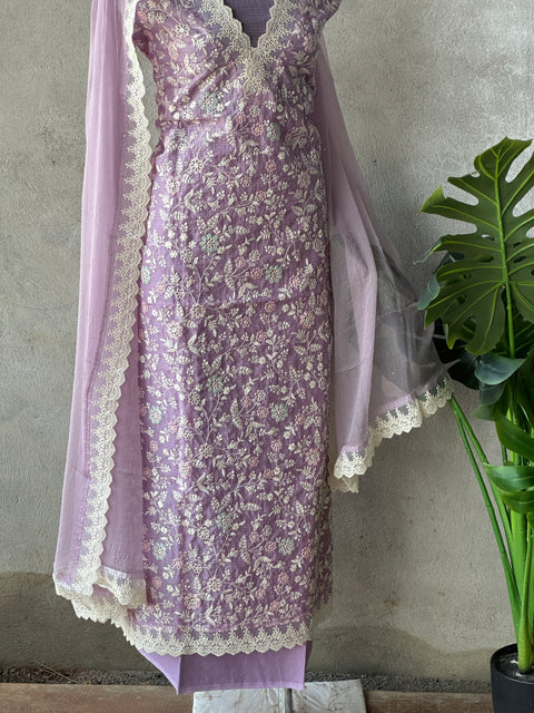 Lavender Emb Kota salwar suit material