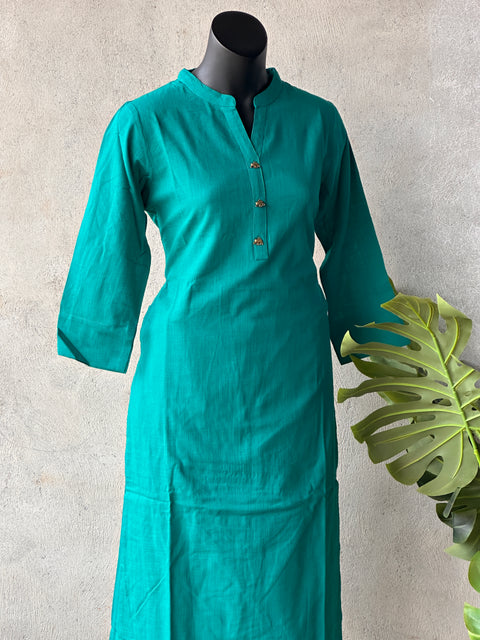 Rama green cotton ready kurti pant set